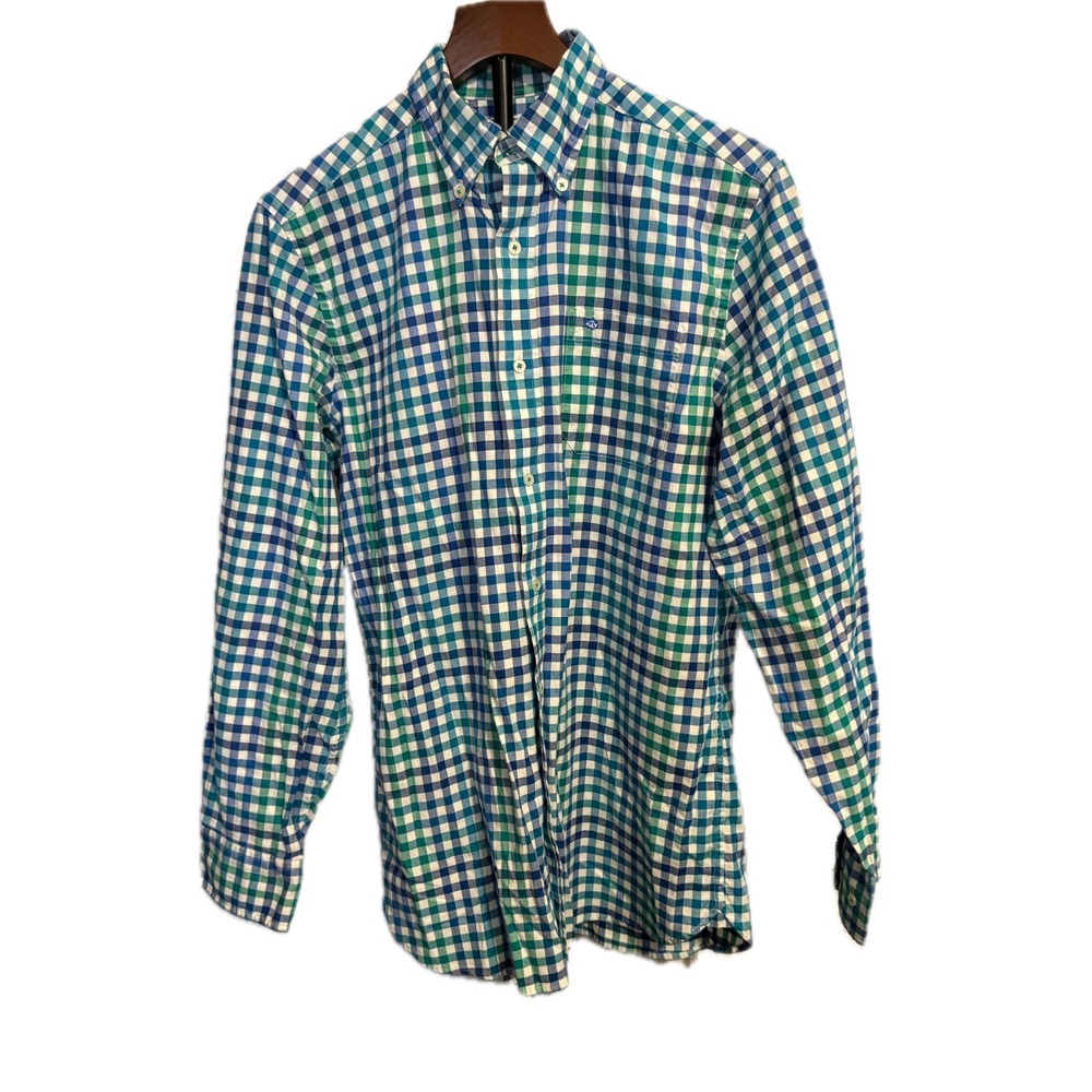 Southern Tide Men's Plaid Button Down Shirt Classic Fit Small Green Blue